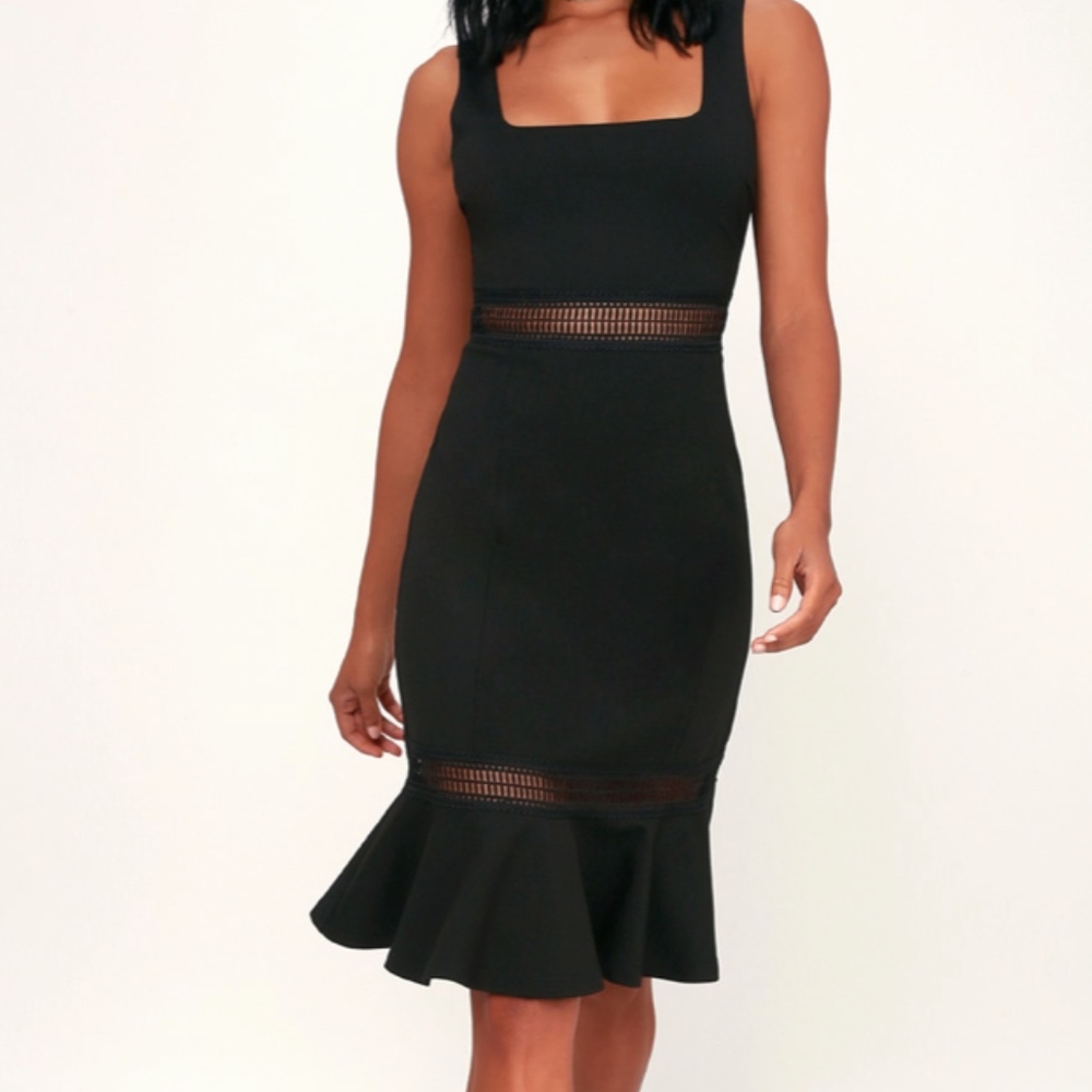 MARTINI MAMA BLACK CROCHET MIDI DRESS